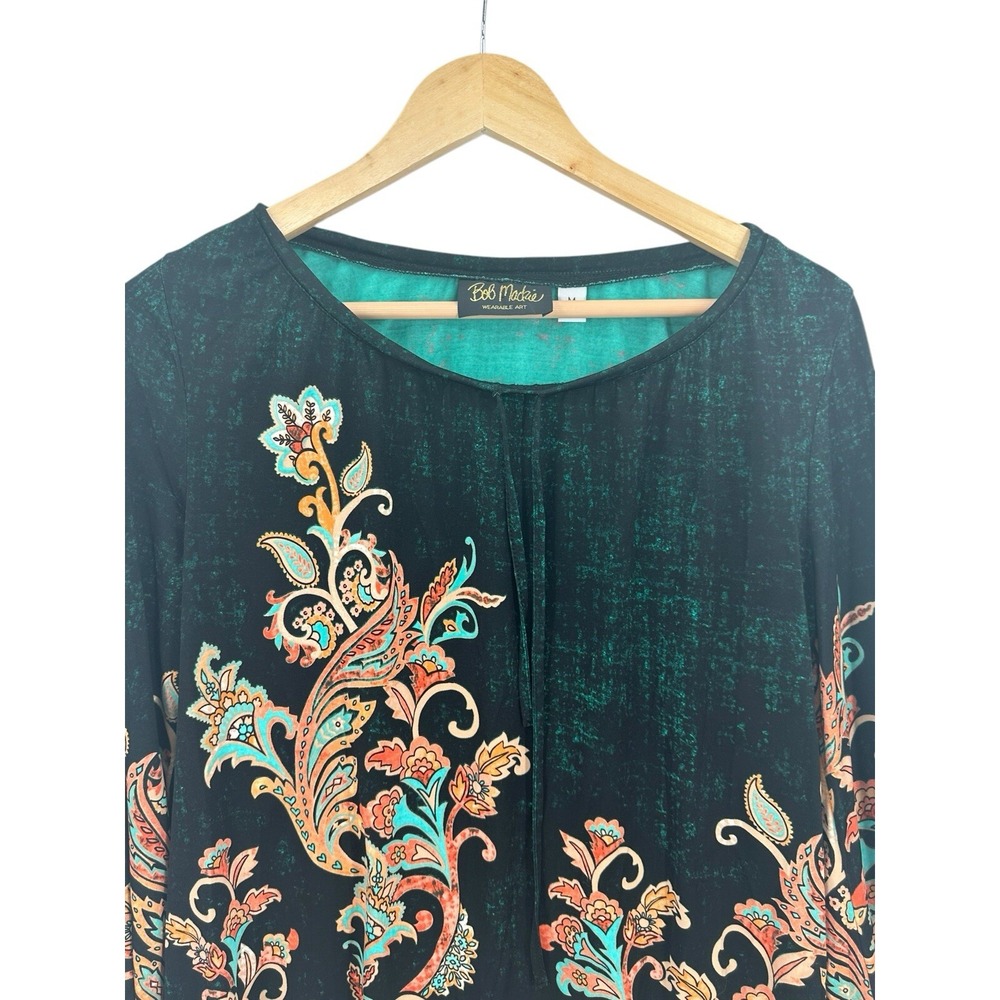 Bob Mackie Shirt Top Blouse Womens Size M Artsy Mature Grandmacore Paisley - Picture 6 of 8